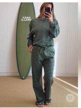 Daily Drills Set! Forest & DD Green tonal stripes. XS/S pants and top